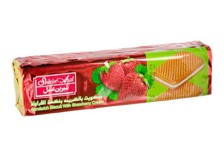 شیرین عسل بیسکوئیت کرمدار توت فرنگی 120گرمی